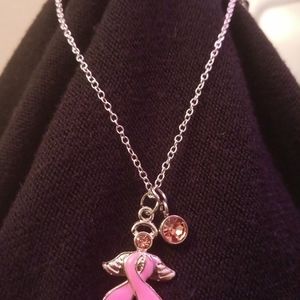 Pink guardian angel necklace